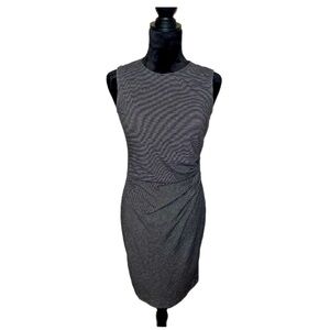 Theory Black and Gray Striped Midi Dress- Medium